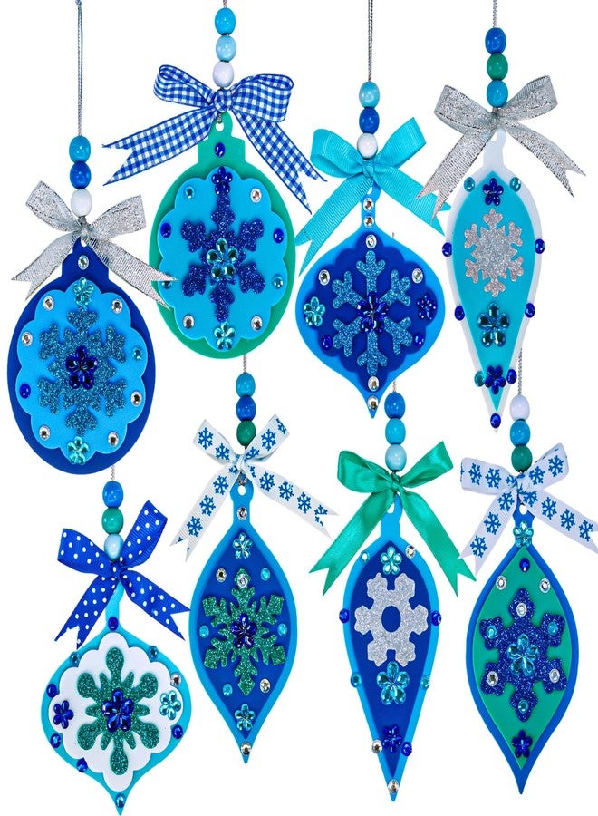 Winlyn 24 Sets Christmas Craft Kits Winter Crafts DIY Snowflake Baubles Ornaments Decorations Snowflake Foam Stickers Christmas Arts and Crafts for Kids Holiday Classroom Art Activities Party Favors - Image 2