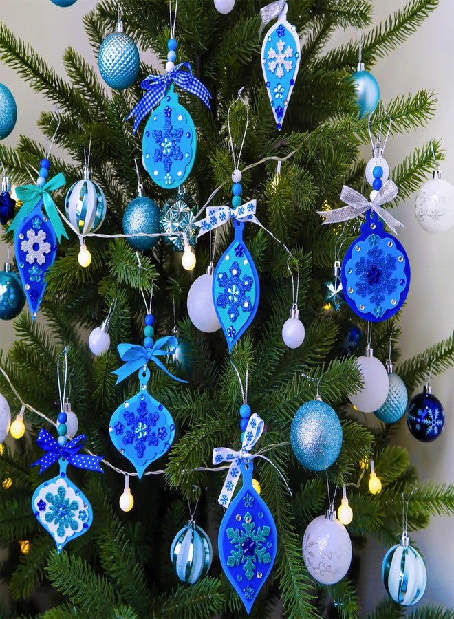 Winlyn 24 Sets Christmas Craft Kits Winter Crafts DIY Snowflake Baubles Ornaments Decorations Snowflake Foam Stickers Christmas Arts and Crafts for Kids Holiday Classroom Art Activities Party Favors - Image 3