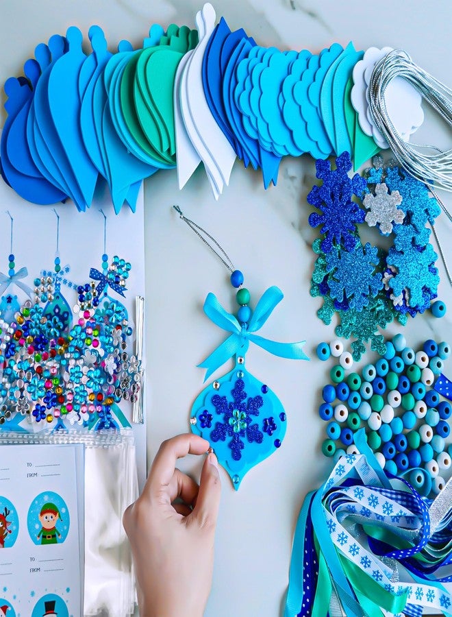 Winlyn 24 Sets Christmas Craft Kits Winter Crafts DIY Snowflake Baubles Ornaments Decorations Snowflake Foam Stickers Christmas Arts and Crafts for Kids Holiday Classroom Art Activities Party Favors - Image 5