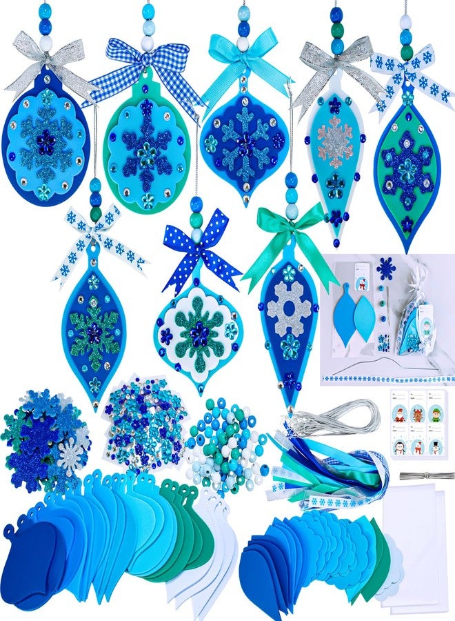 Winlyn 24 Sets Christmas Craft Kits Winter Crafts DIY Snowflake Baubles Ornaments Decorations Snowflake Foam Stickers Christmas Arts and Crafts for Kids Holiday Classroom Art Activities Party Favors - Image 1