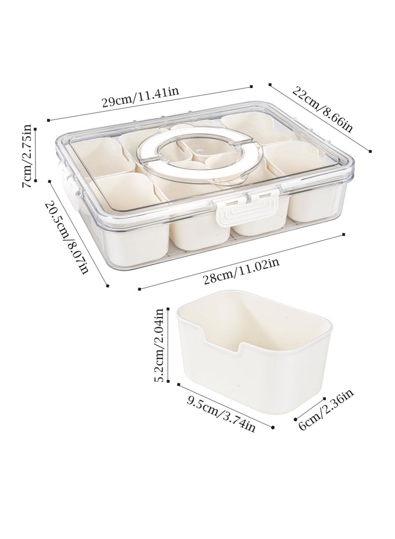 Captaintech Divided Serving Tray with Lid and Handle - Snack Charcuterie Container for Portable Snack Platters - Clear Organizer for Candy, Fruits, Nuts, and Snacks - Great for Parties and Entertaining - Image 2