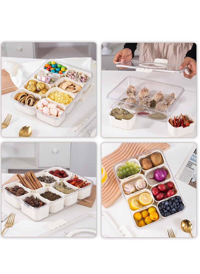 Captaintech Divided Serving Tray with Lid and Handle - Snack Charcuterie Container for Portable Snack Platters - Clear Organizer for Candy, Fruits, Nuts, and Snacks - Great for Parties and Entertaining - Image 3