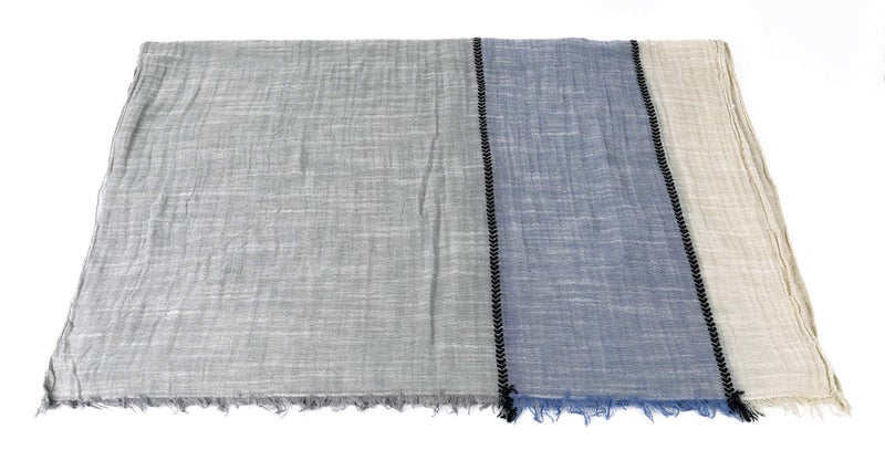 GERINLY Color Block Fall Scarf for Men Long Neck Wraps Shawl Urbanstyle Scarf Gift for Men Cotton Linen Scarves Gauze (Gray Blue Khaki) - Image 5