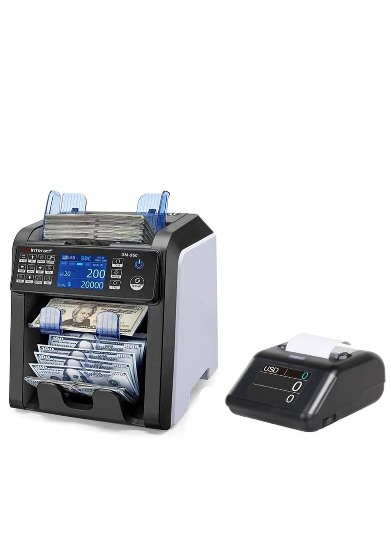 DMInteract DM-950 2 Pocket 15 Multi Currency Sorter Money Counting Machine With Built-In Display External Receipt Printer - Image 1