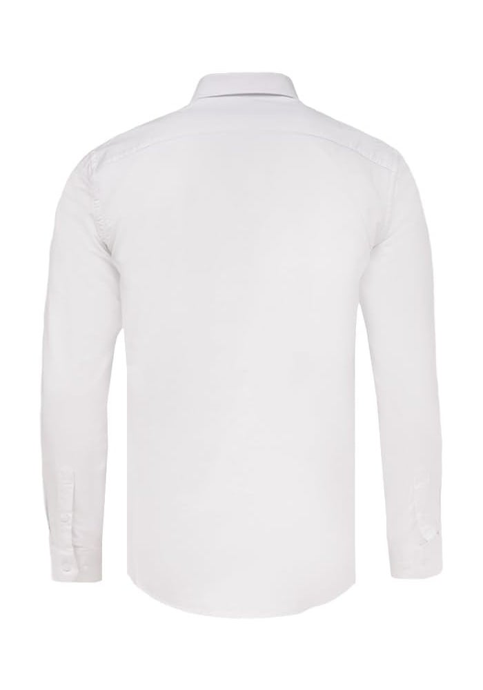 CEDRO قميص أكسفورد أبيض للرجال من سيدرو بأكمام طويلة وشعار مطرز - Image 2
