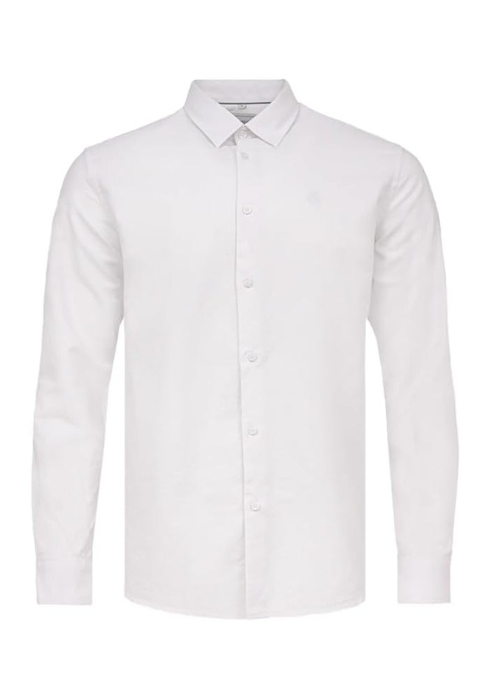 CEDRO قميص أكسفورد أبيض للرجال من سيدرو بأكمام طويلة وشعار مطرز - Image 1