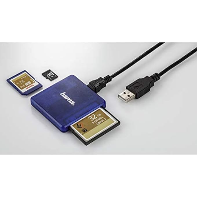 Hama 124131 قارئ بطاقات متعدد USB 2.0 SD/MICROSD/CF، أزرق - Image 2