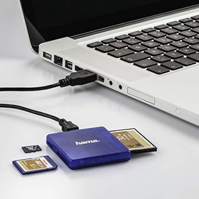Hama 124131 قارئ بطاقات متعدد USB 2.0 SD/MICROSD/CF، أزرق - Image 3