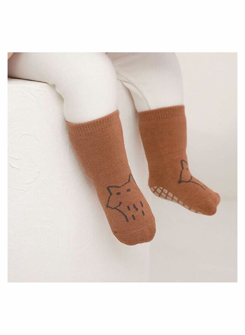 SYOSI Baby Socks SYOSI 5 Pairs Non Slip Toddler Newborn Socks for Girls Boys Thick Cotton Ankle Socks Cute Warm Crew Floor Socks for Kids 1 to 3 Years - Image 3