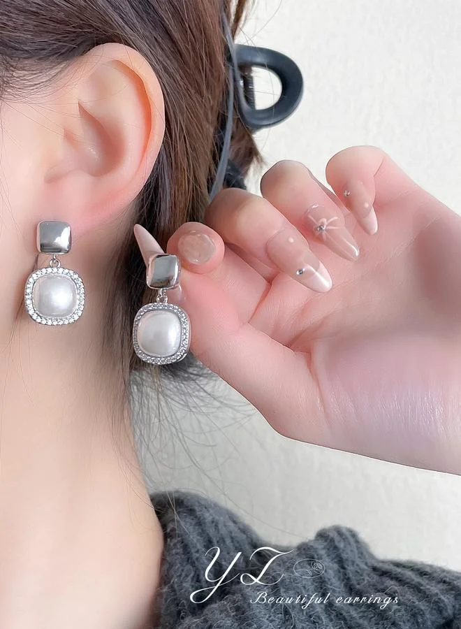 Faux Pearl Dangle Earrings