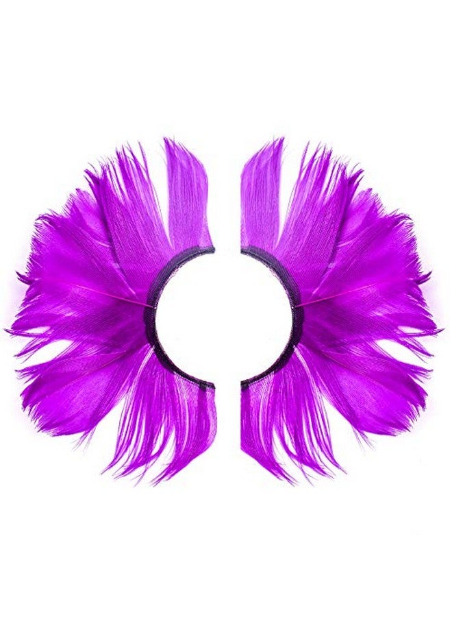 Dorisue Feathered Eyelashes Purple Light and Dark for Christmas Party Cosplay Costume Dramatic Feather False Eyelashes Long Party Use 3D Fake Eye Lashes Handmade - Image 2