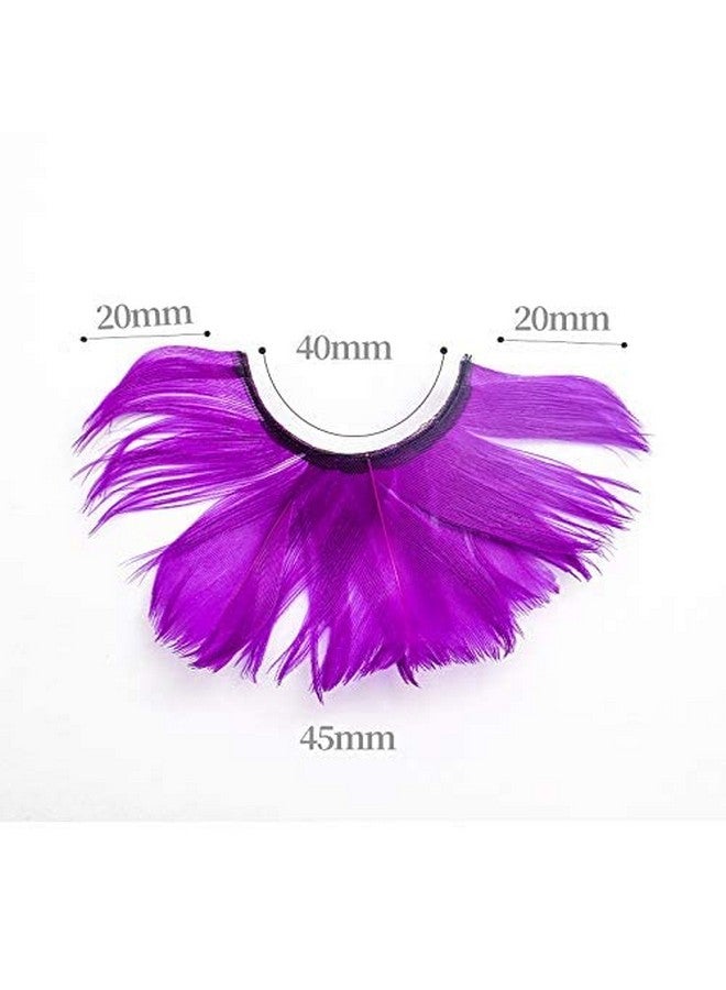 Dorisue Feathered Eyelashes Purple Light and Dark for Christmas Party Cosplay Costume Dramatic Feather False Eyelashes Long Party Use 3D Fake Eye Lashes Handmade - Image 3