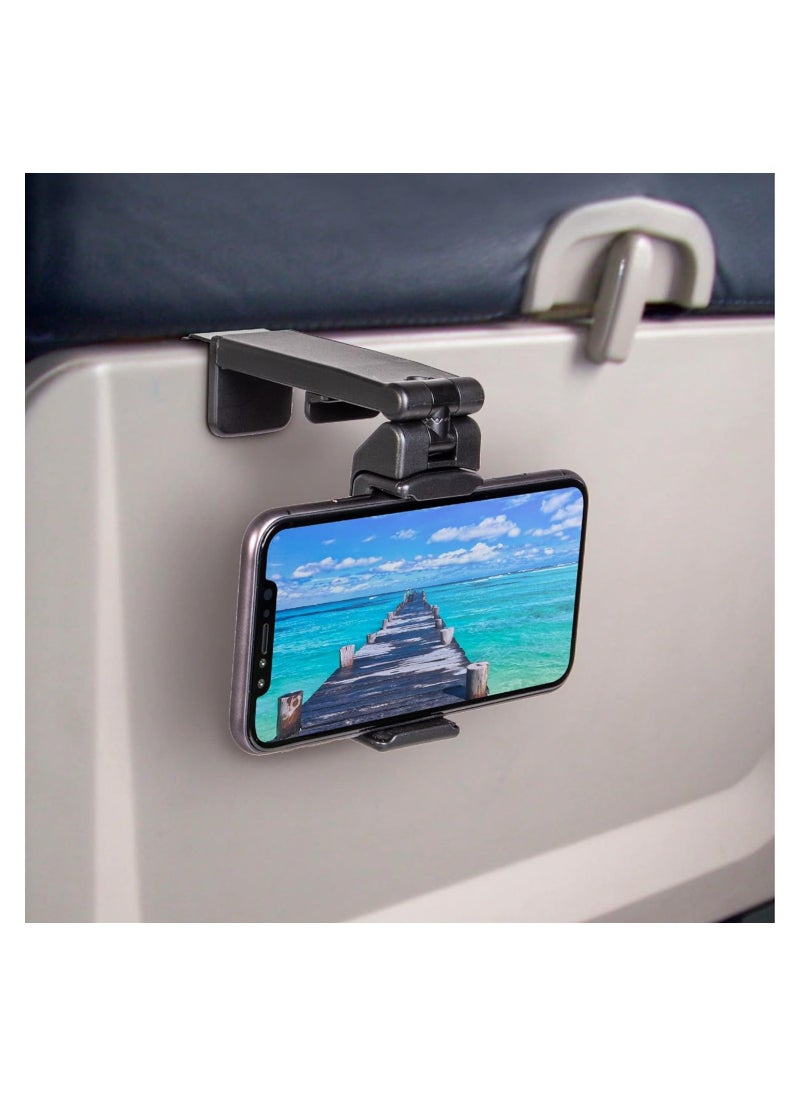 Dubkart - Universal Airplane in Flight Phone Mount. Handsfree Phone Holder for Desk with Multi-Directional Dual 360 Degree Rotation. Pocket Size Travel Essential Accessory for Flying. US Patented and Protected. - Image 1
