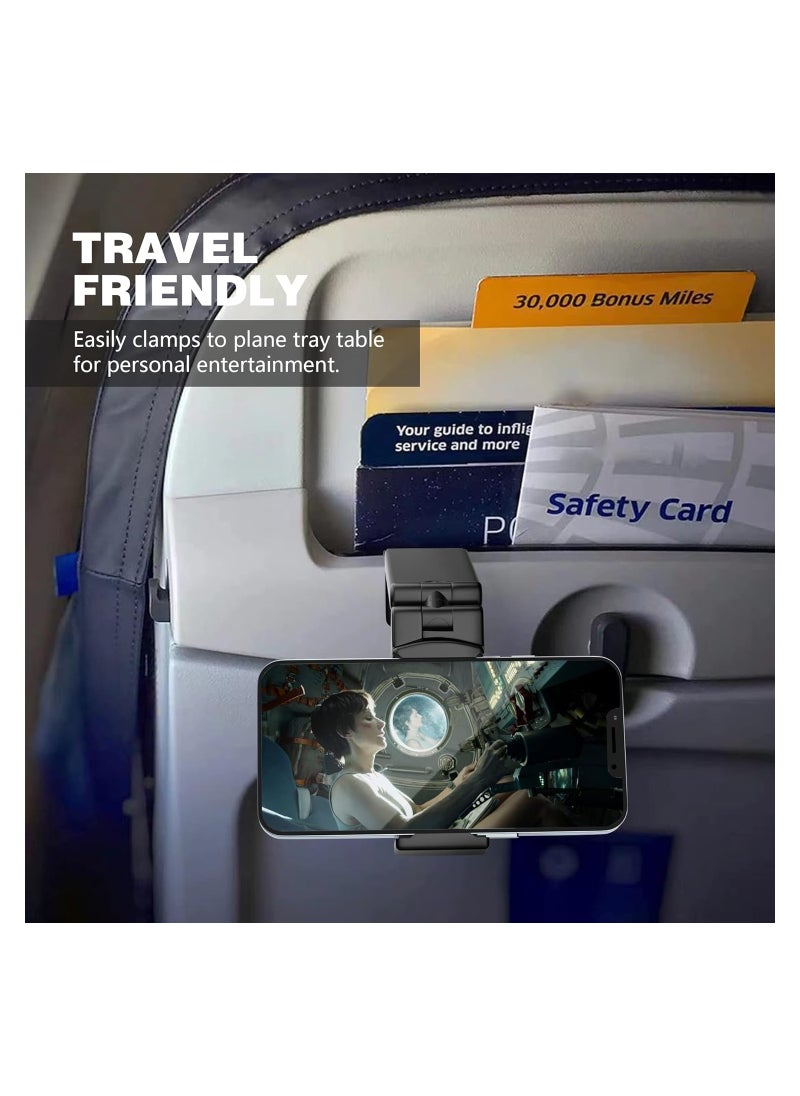 Dubkart - Universal Airplane in Flight Phone Mount. Handsfree Phone Holder for Desk with Multi-Directional Dual 360 Degree Rotation. Pocket Size Travel Essential Accessory for Flying. US Patented and Protected. - Image 1