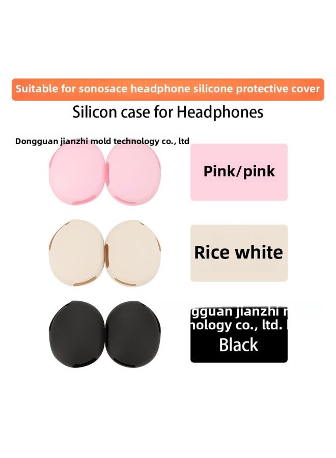 Suitable For Sonos Ace Headset Protective Cover Silicon Soft Rubber Head Beam Ear Cap Shell Cover Ear Cap Cover-Color:Black Two-piece Set (ear Caps + Headband)-Model:Sonos Ace Head-mounted  - Image 3