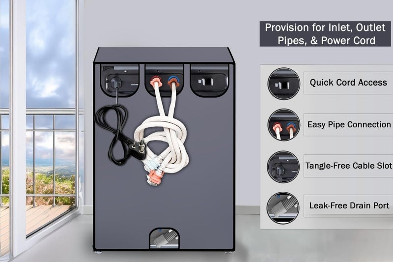 Star Weaves Fully Automatic Top Load Washing Machine Cover for LG 10Kg | Waterproof and Dustproof, Durable Polyester Fabric, Protects from Water, Dust, Dirt and Scratches (Size 60x60x96 cm), Grey - Image 5