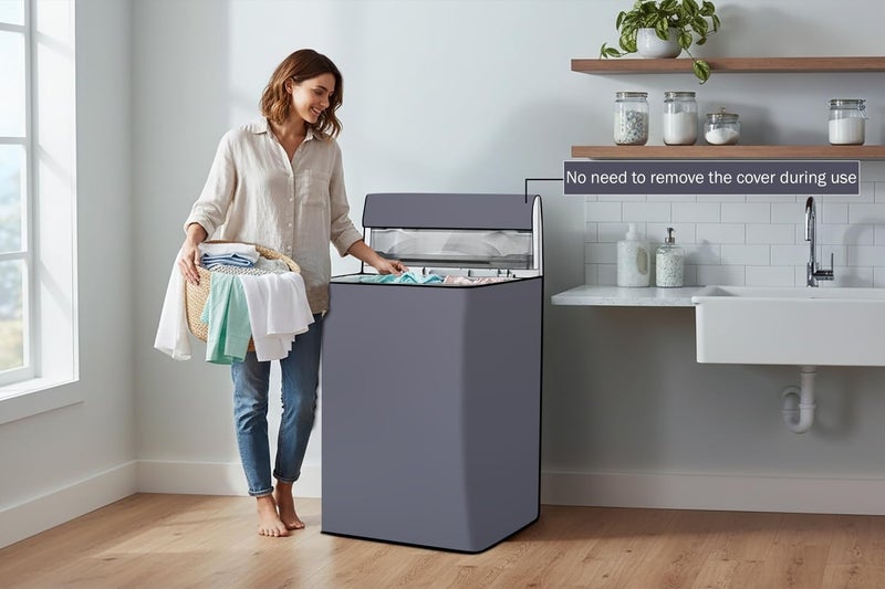 Star Weaves Fully Automatic Top Load Washing Machine Cover for LG 10Kg | Waterproof and Dustproof, Durable Polyester Fabric, Protects from Water, Dust, Dirt and Scratches (Size 60x60x96 cm), Grey - Image 2