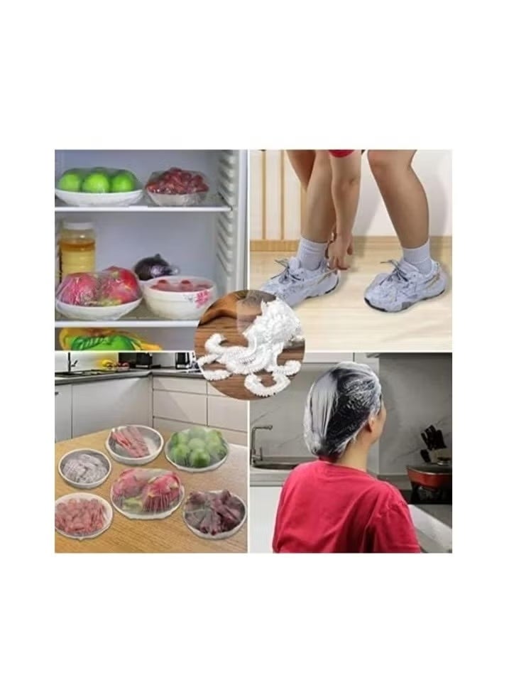200 pcs Food Storage Bags - Stretchable Flexible Covers - 200 Pack Of Clear Reusable Plastic Lids, Perfect For Keeping Leftovers And Storing Meals - Image 2