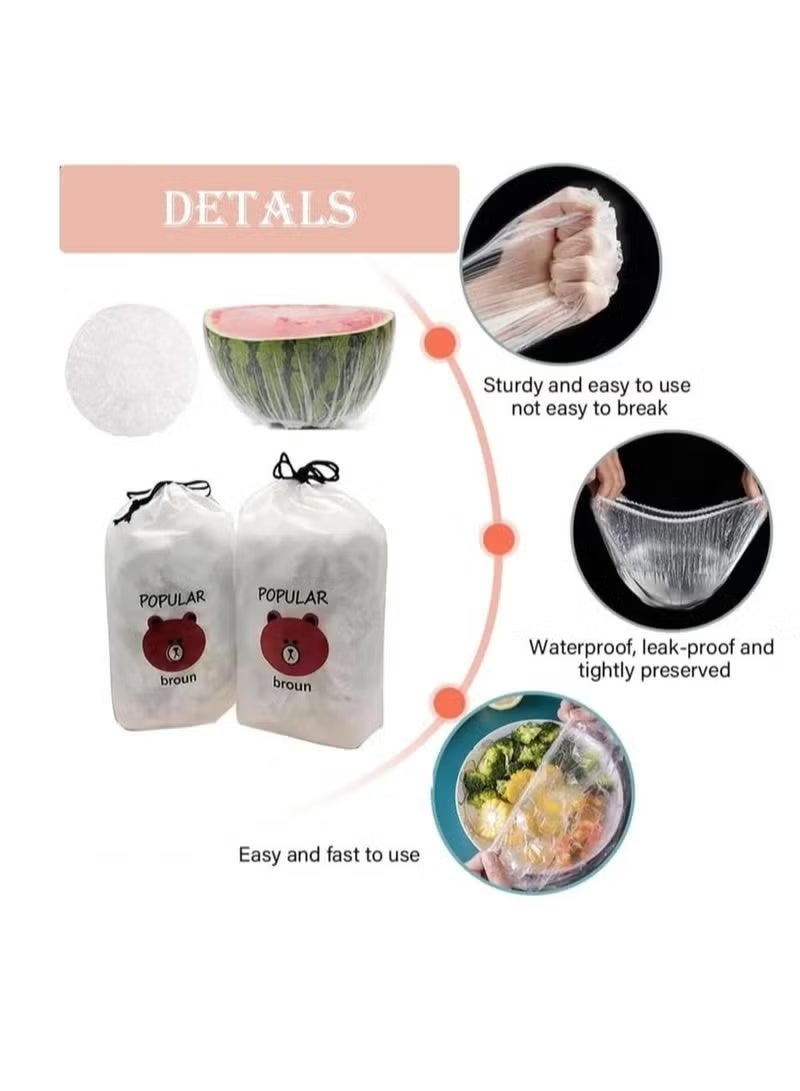 200 pcs Food Storage Bags - Stretchable Flexible Covers - 200 Pack Of Clear Reusable Plastic Lids, Perfect For Keeping Leftovers And Storing Meals - Image 3