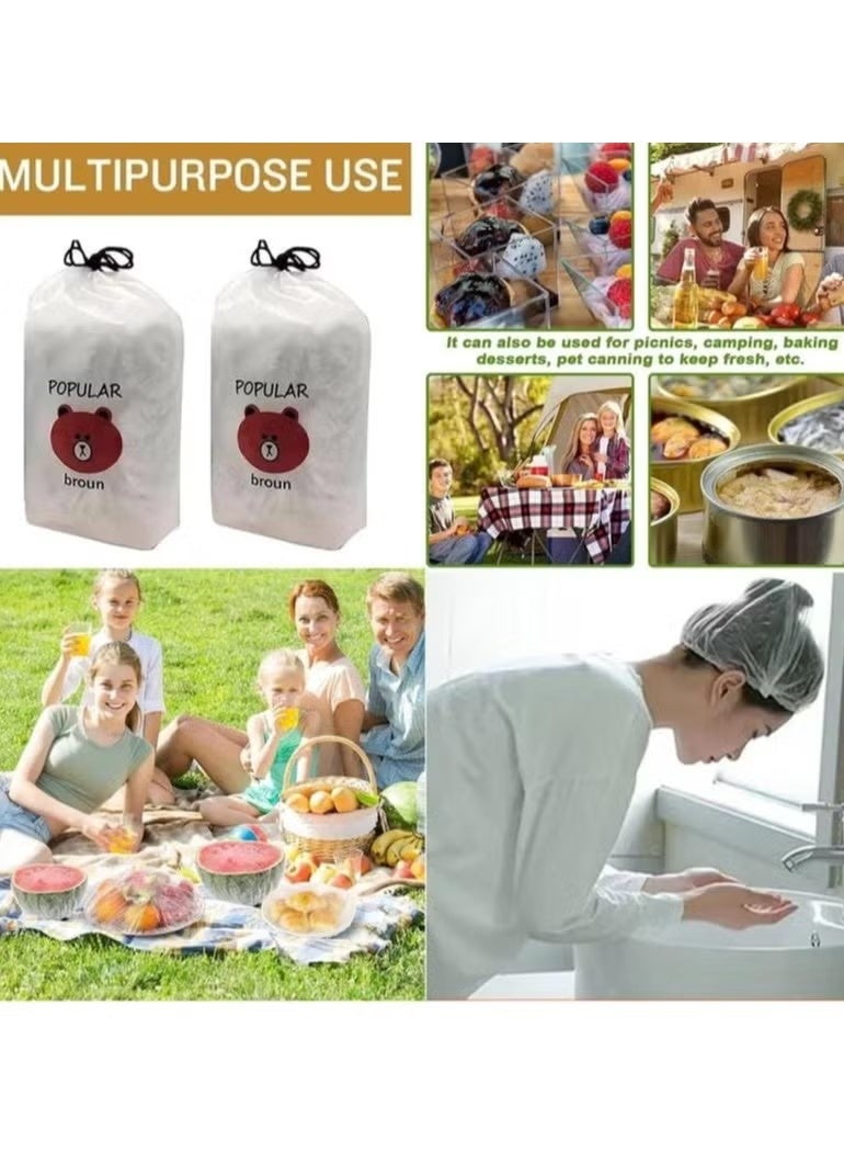 200 pcs Food Storage Bags - Stretchable Flexible Covers - 200 Pack Of Clear Reusable Plastic Lids, Perfect For Keeping Leftovers And Storing Meals - Image 1