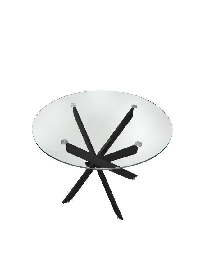 VANITY LIVING Dining Table Set 4 Seater - Davos Round Black with Misano Cream Chairs - Image 4