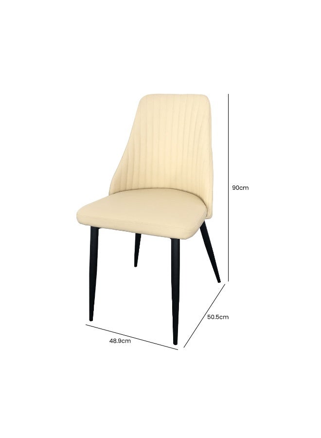 VANITY LIVING Dining Table Set 4 Seater - Davos Round Black with Misano Cream Chairs - Image 5