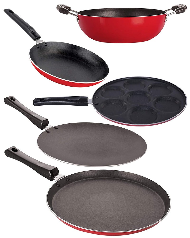 Nirlon Non-Stick Dishwahser Safe Aluminium 5 Piece Kitchen Essential Item with Steel Lid - Image 1