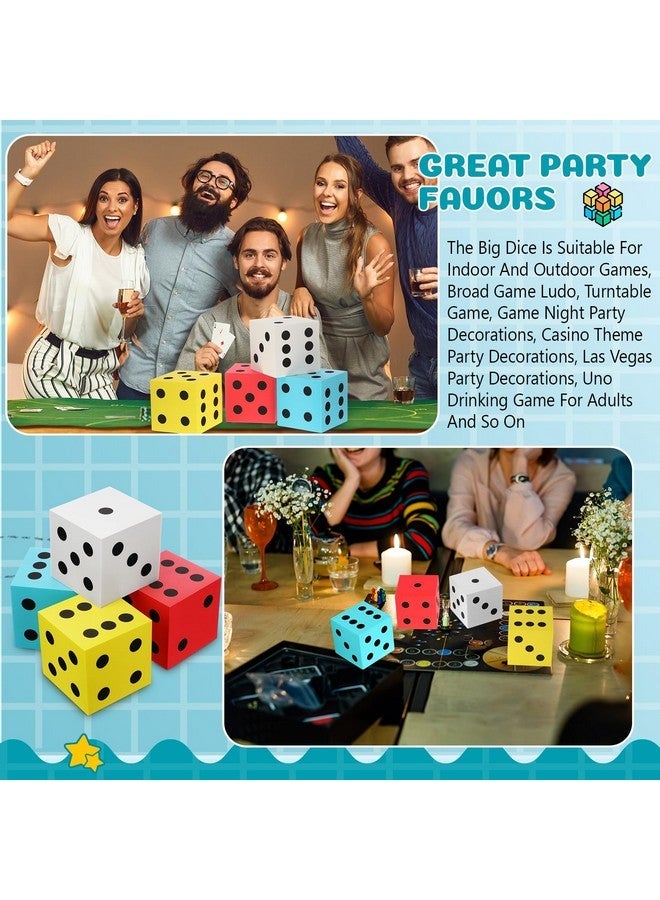 شابي 4 قطع 3.5 بوصة مكعب نرد رغوة جامبو مع عدد النقاط مكعب كبير رغوة عملاقة كبيرة للعبة عيد الميلاد الرياضيات الفصول الدراسية تفضل الحفلة حشو الحقائب (أحمر ، أصفر ، أزرق ، أبيض) - Image 5