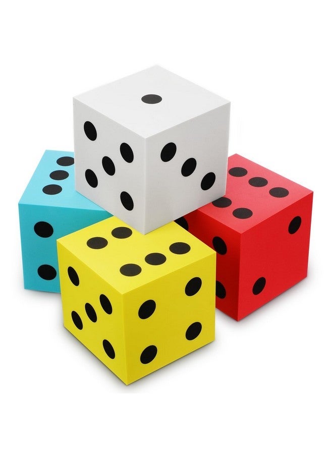 شابي 4 قطع 3.5 بوصة مكعب نرد رغوة جامبو مع عدد النقاط مكعب كبير رغوة عملاقة كبيرة للعبة عيد الميلاد الرياضيات الفصول الدراسية تفضل الحفلة حشو الحقائب (أحمر ، أصفر ، أزرق ، أبيض) - Image 1