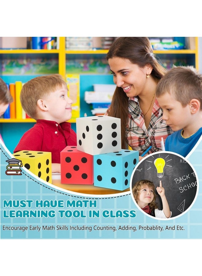 شابي 4 قطع 3.5 بوصة مكعب نرد رغوة جامبو مع عدد النقاط مكعب كبير رغوة عملاقة كبيرة للعبة عيد الميلاد الرياضيات الفصول الدراسية تفضل الحفلة حشو الحقائب (أحمر ، أصفر ، أزرق ، أبيض) - Image 3