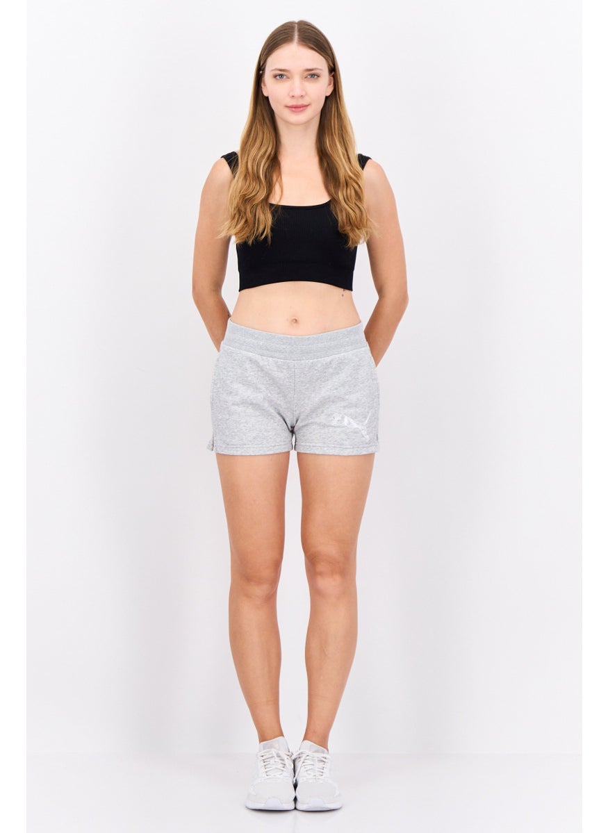 PUMA Women Regular Fit Training Shorts, Heather Grey  - Image 4