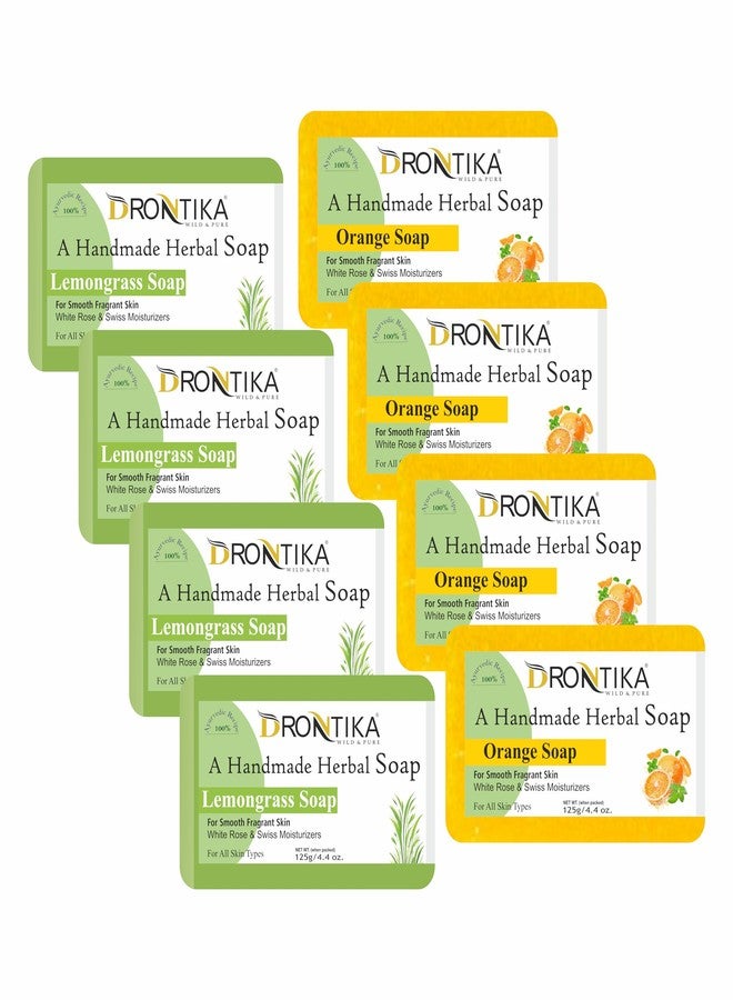 Drontika Wild & Pure Handmade Assorted Bath Soap Combo Of Fresh Lemongrass & Orange (Pack Of 8) Each 125gm. - Image 1