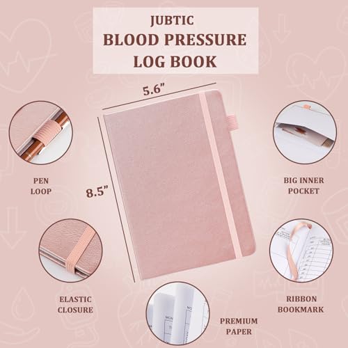JUBTIC Blood Pressure Log Book: Daily/Weekly Health Journal – Track BP, Pulse, Medications & Symptoms – Hypertension Management Planner for Seniors & Adults – Compact 5.6"x8.5" (140 Pages)-Rose Gold - Image 2