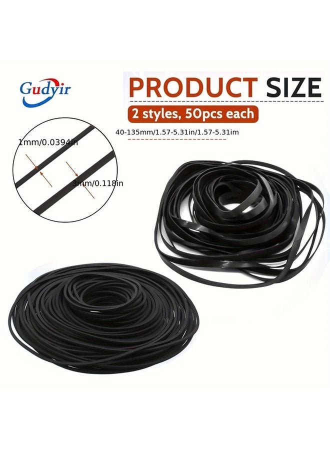100Pcs 1mm And 3mm Black Rubber Flat Belts For Turntables Robotics Drive Systems - Image 3
