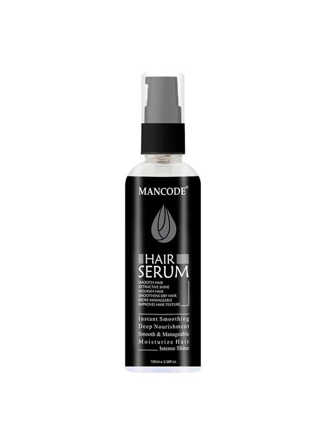 MAN CODE Mancode Hair Serum For Men Instant Shine & Smoothness Regular Use For Dry & Wet Hair Gives Frizz Free Soft & Silky Hair - 100Ml (Men'S Hair Serum, 100Ml E 3.38Fl Oz.)  - Image 1