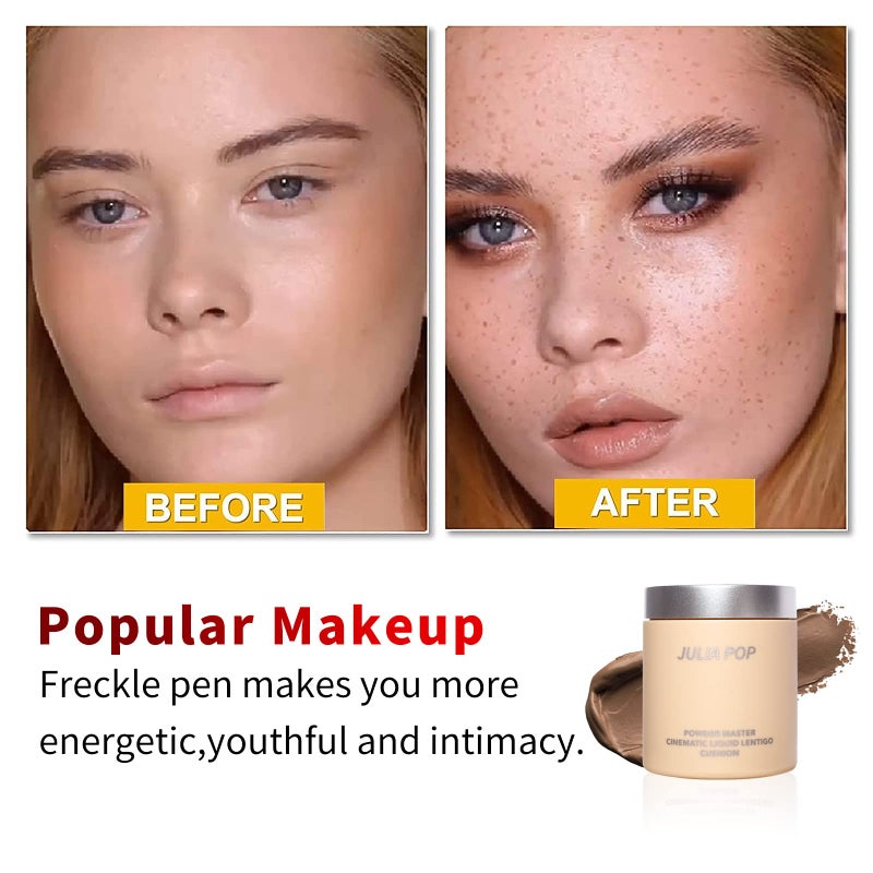 Rosarden LAIKME Freckle Stamp Pen, Fake Freckles Stamp Air Cushion, Waterproof Long Lasting Quick Dry Faux Freckle Maker, Natural Sunkissed Lifelike Freckle Stain Makeup (Light Brown) - Image 2