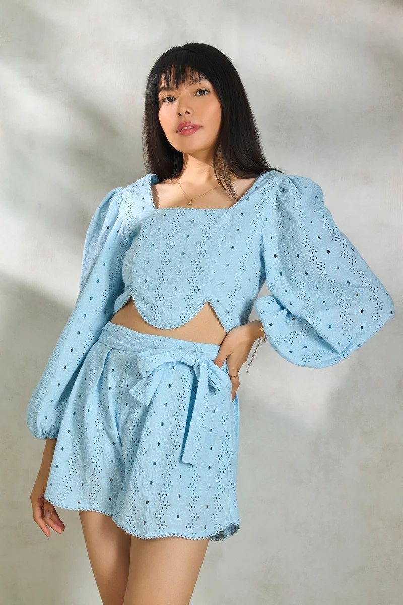 Virgio Cotton Schiffli Daywear Tops for Women