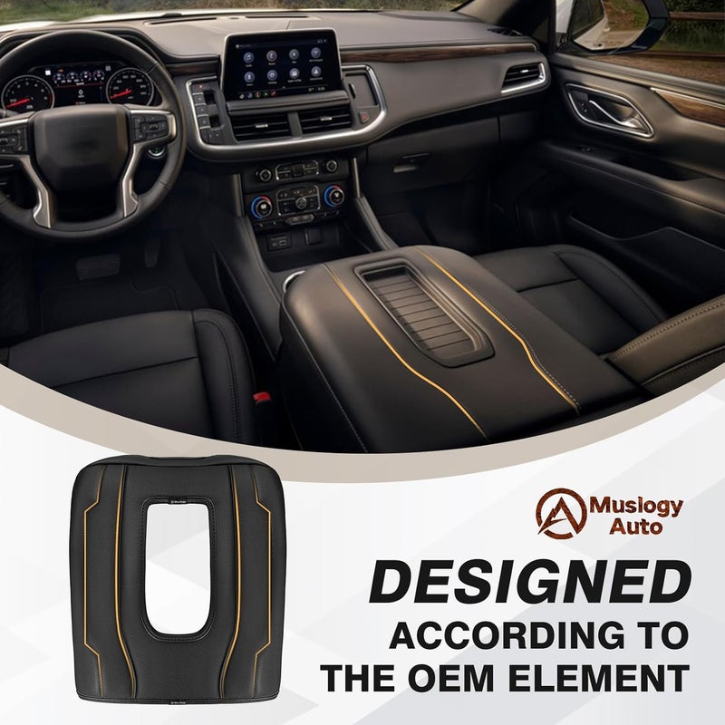 Muslogy غطاء مسند الذراع للكونسول الوسطي مناسب لـ Chevy Silverado وGMC Sierra 1500 2500 3500 2022-2026، إكسسوارات، وسادة مسند ذراع مريحة، وسادة غطاء الكونسول، جلد نباتي، سمك عادي (لمقعد الدلو فقط). - Image 5