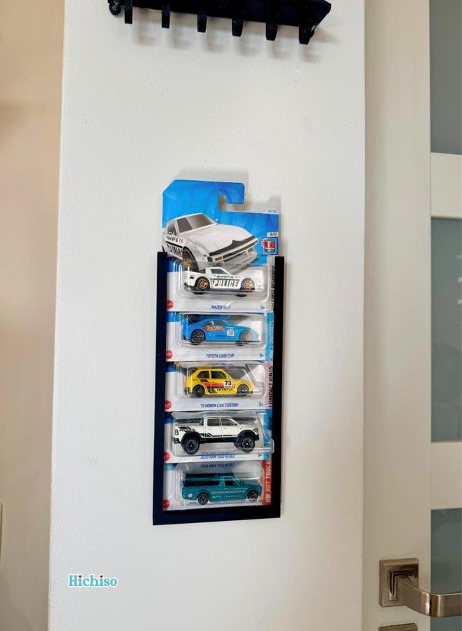 HICHISO Hot Wheels Wall Display System | Black | Modular Wall Hanger for Regular & Premium Carded 1:64 Diecast Cars | Expandable Wall Mount Organizer | (Starter Pack [Base 1pc + Extension 1pc]) - Image 5