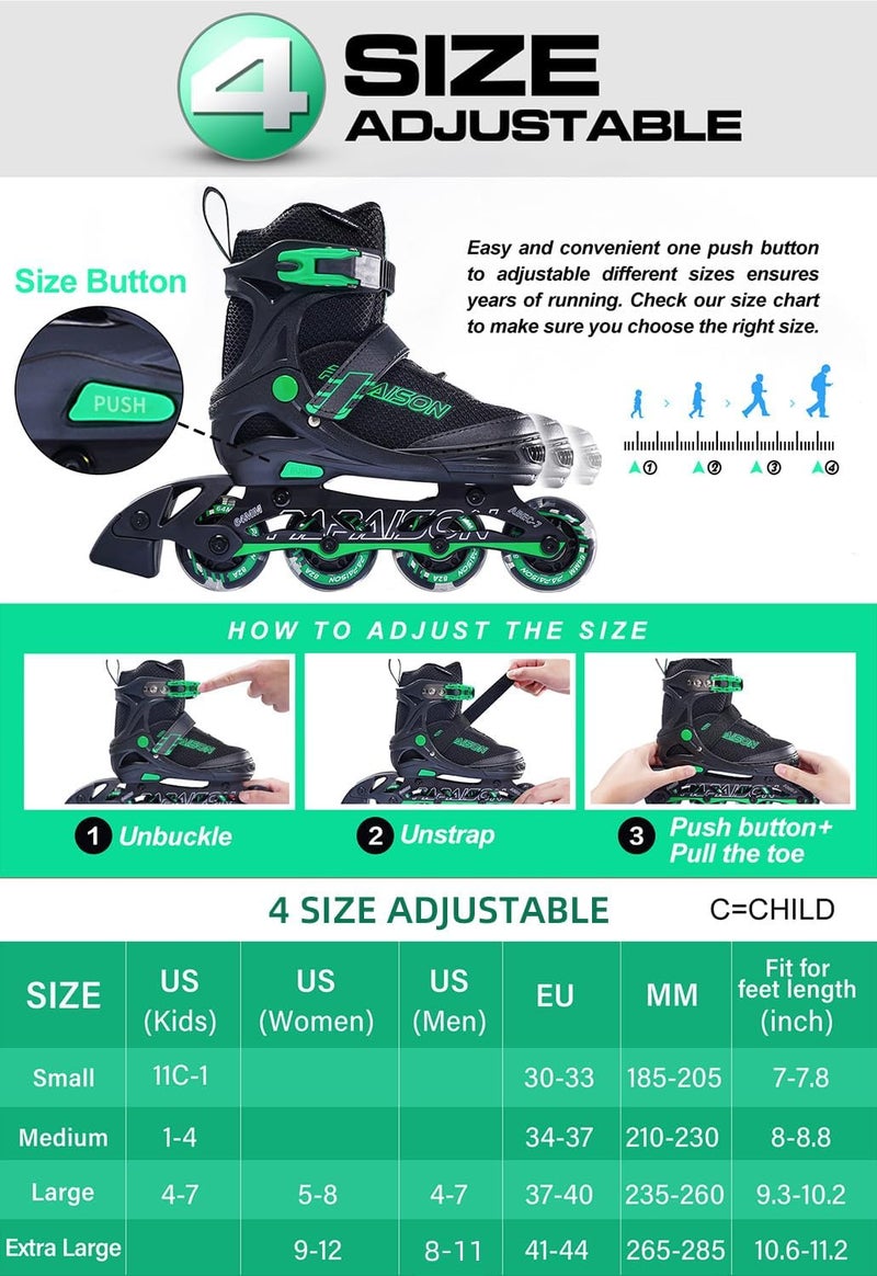 PAPAISON Adjustable Inline Skates for Kids and Adults with Full Light Up Wheels - Image 3
