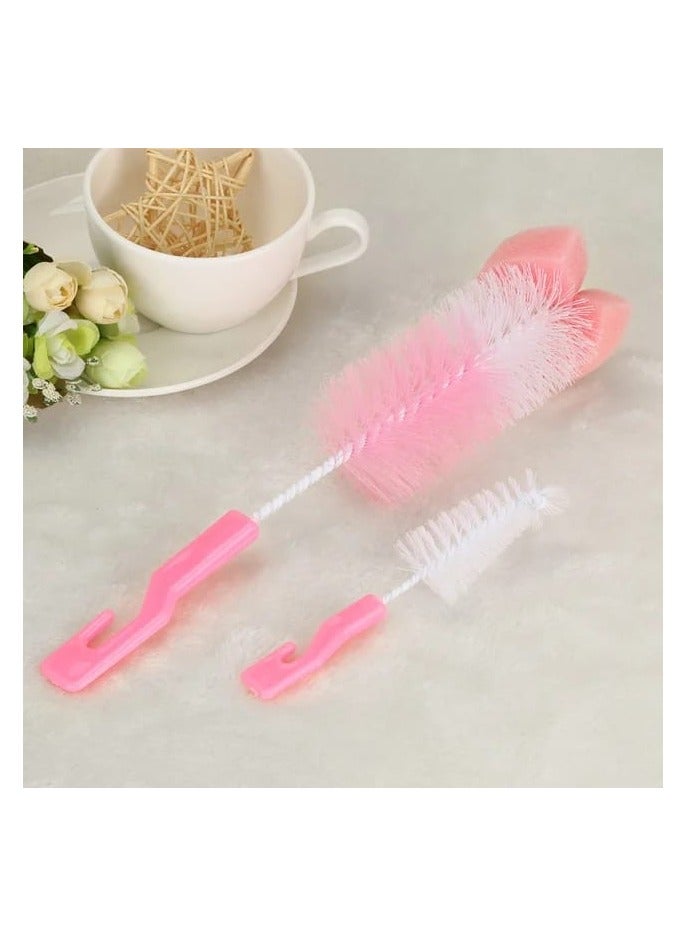 A set of two-piece feeding bottle cleaning brushes, pink and white - Image 4
