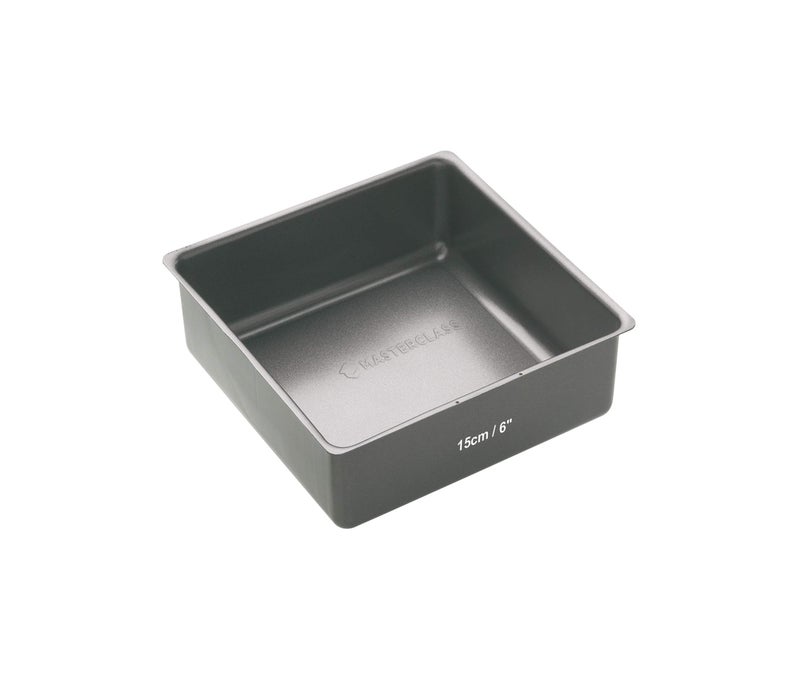 Master Class MasterClass KCMCHB62 15 cm Deep Cake Tin with PFOA Non Stick and Loose Bottom, 1 mm Carbon Steel, 6 Inch Small Square Pan, Grey - Image 1