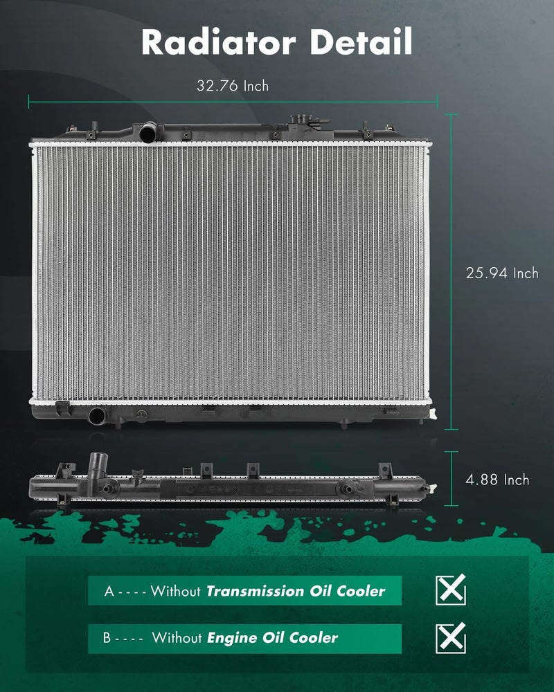 SCITOO Engine Coolant Radiator Assembly for Acura MDX 2014-2020 & for Honda Pilot 2016-2021, Passport 2019-2021, Ridgeline 2017-2022 Replace 13402 - Image 2