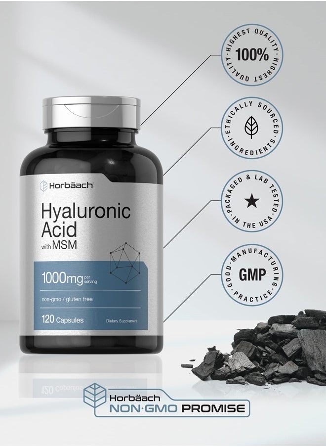 Horbaach Hyaluronic Acid with MSM | 1000 mg | 120 Capsules | Non-GMO and Gluten Free Supplement | Bioavailable Formula  - Image 5