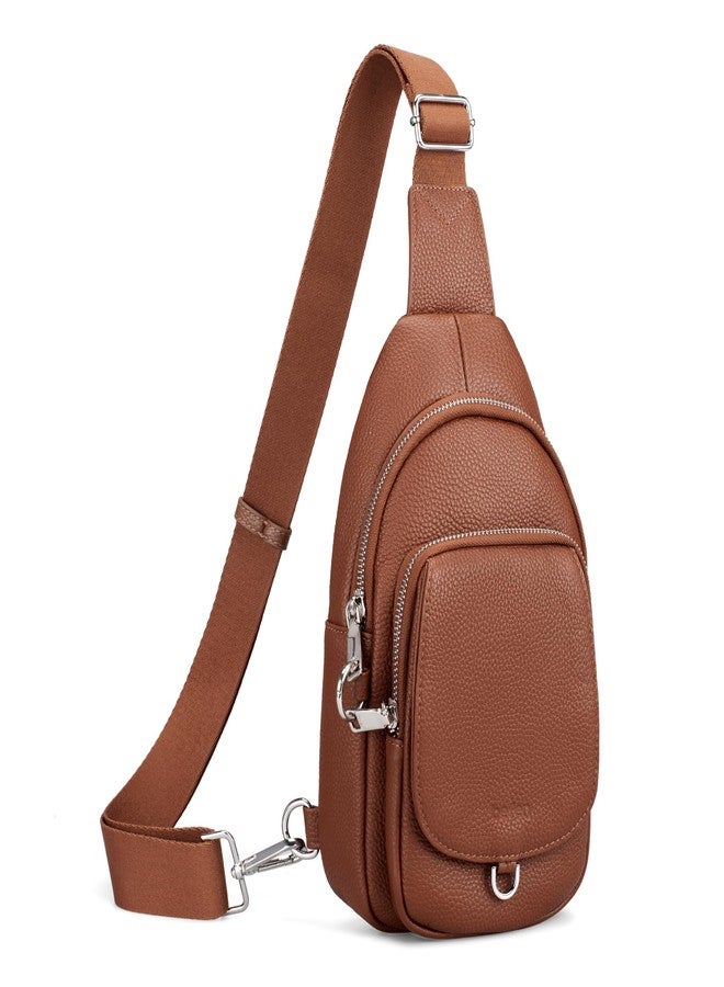 befen Genuine Leather Sling Bag for Women Anti Theft Crossbody Bag RFID Blocking Sling Crossbody Bag for Travel with Card Slots and Adjuatable Wipe Strap Soft Small Crossbody Purse for Daily Brown - Image 1
