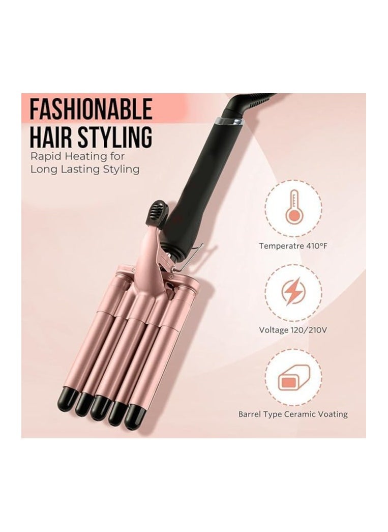 Piccasio Curling Wand Set, 5-IN-1 Hair Curler Iron, Professional Curling Wand Set, Instant Heat Up Hair Curler with 5 Interchangeable Ceramic Barrels (9-32mm), with Heat Protective Glove  - Image 2