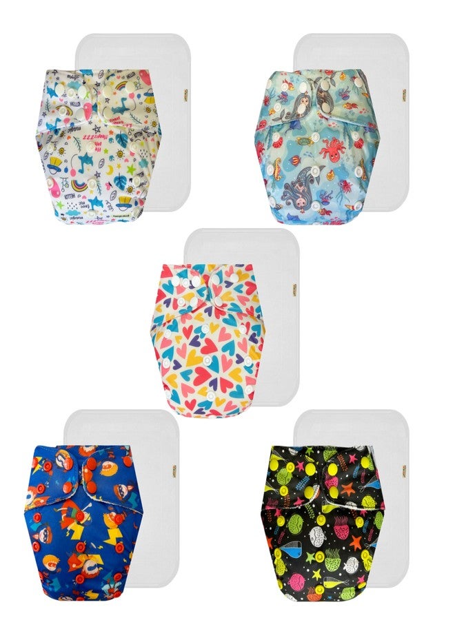 حفاضات دمبلدو القماشية الممتازة مع حشوة قطنية (عبوة من 5) | شعور بالجفاف والراحة | وسادة ماصة من 6 طبقات | سريعة الجفاف | موثوق بها من قبل الأمهات | من 3 أشهر إلى 3 سنوات | للجنسين - Image 1