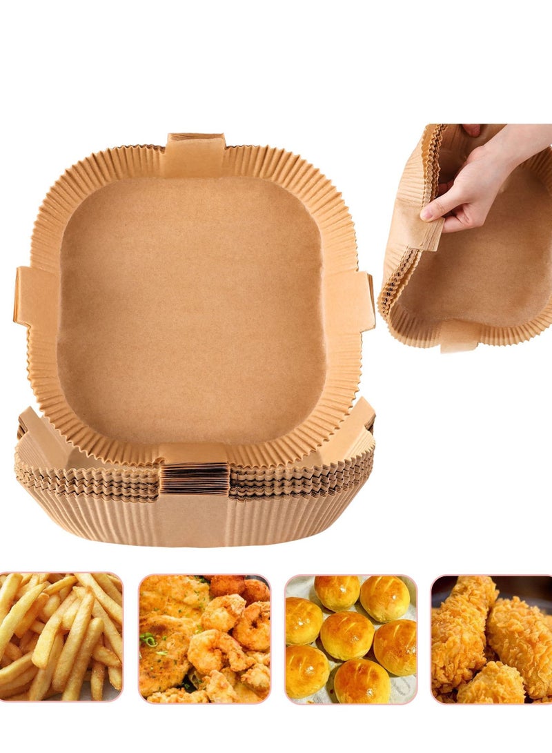 Y&D Air Fryer Disposable Paper Liners Square Cooking Paper, Non-Stick, Baking Roasting Food Grade for Microwave Oven, Water-proof, Oil-proof, Frying Pan (50PCS 7.9Inch Natural)  - Image 1