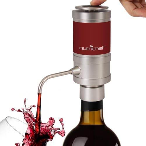 NutriChef NutriChef Wine Dispenser Automatic Electric Wine Aerator Pourer w Metal Decanter Spout for Red and White Wine Small 