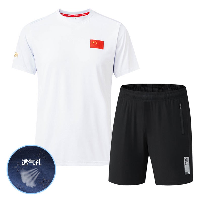 Training Sports T-Shirt Short-Sleeved Shorts Suit Quick-Drying Casual Ice Silk Men'S Running Sportswear For Women - Image 2